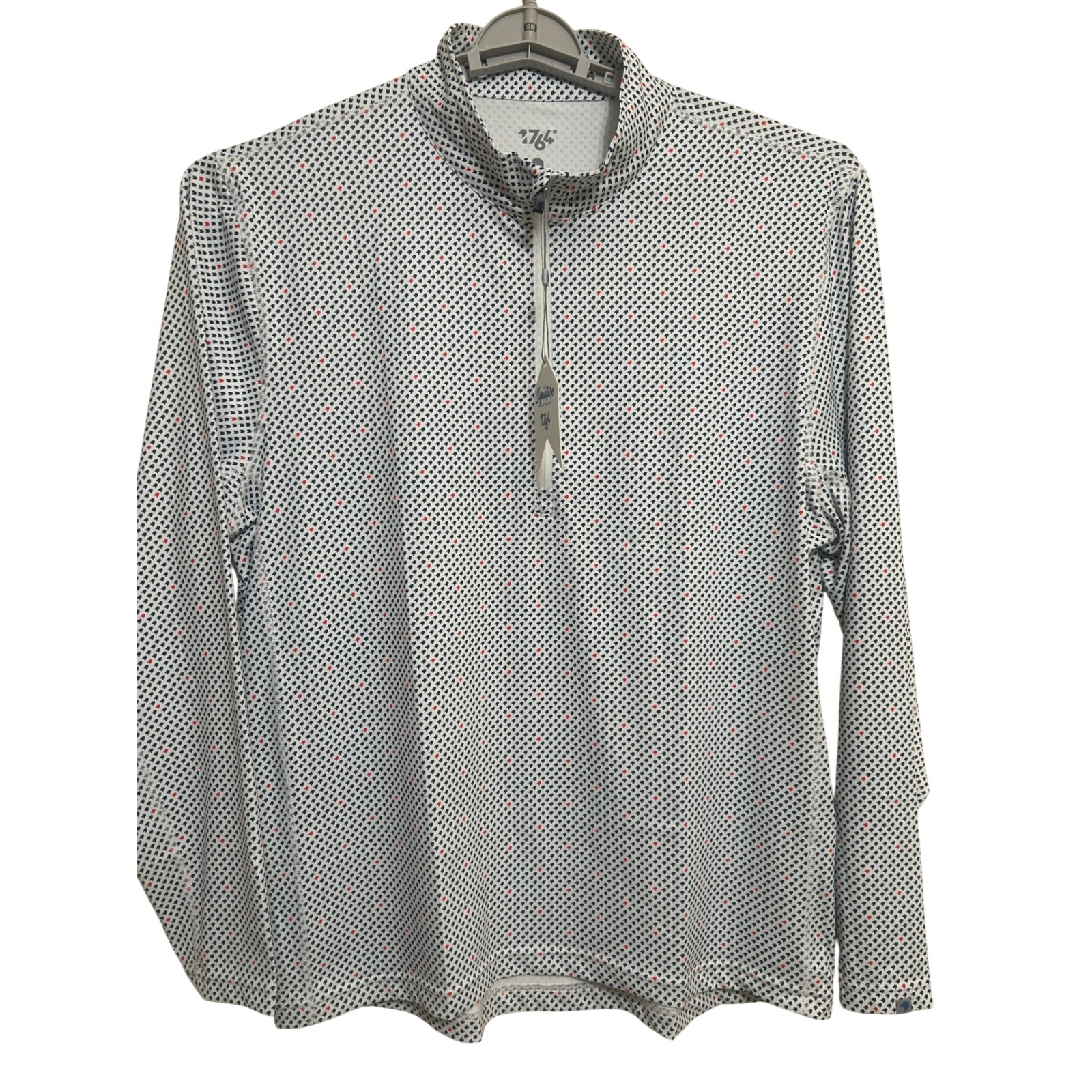 1764 Quarter Zip Pullover Mens Large White New Patterned Signature Collection